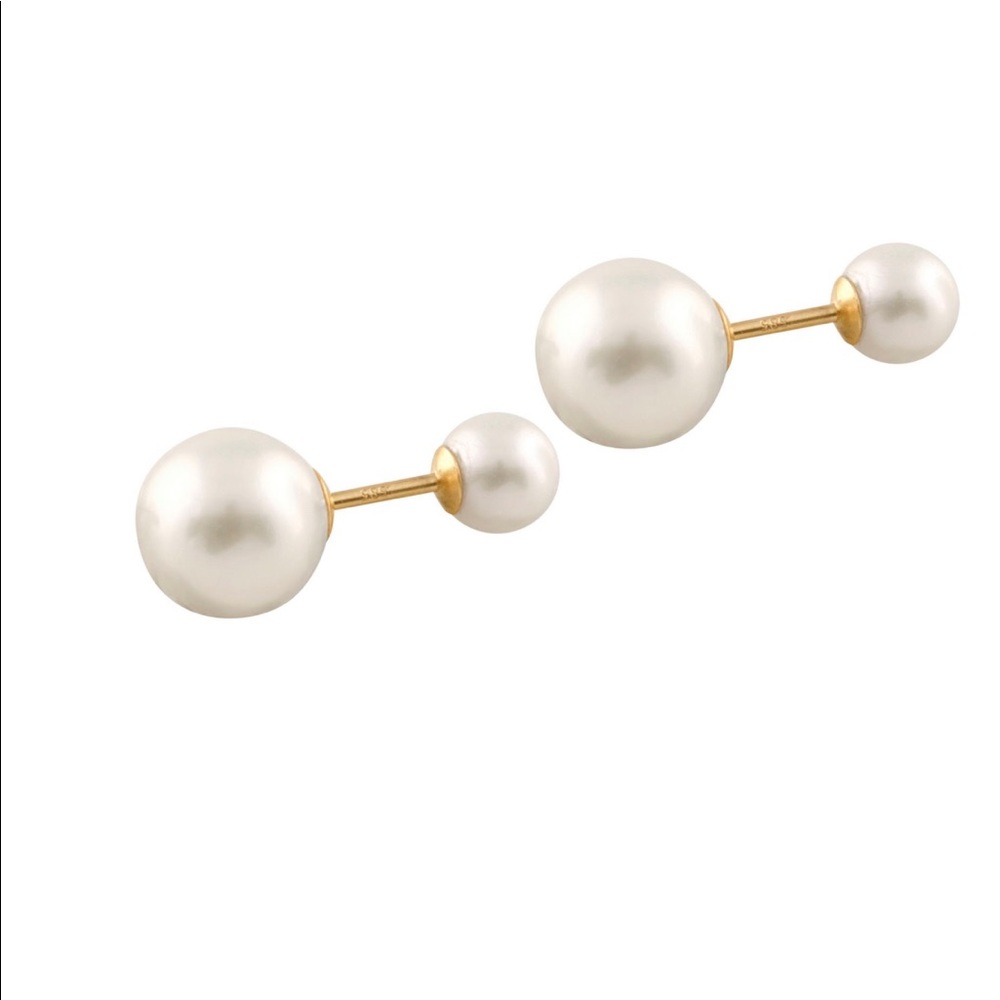 14K yellow gold earrings with white pearl